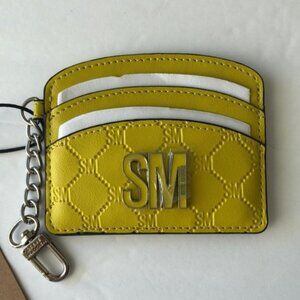Steve Madden Wallet Card case Logo Yellow w key Clip